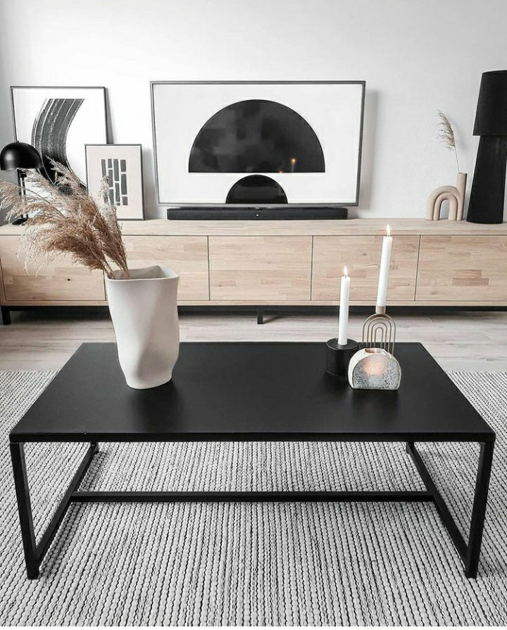 Mesa de Centro para sala, con acabado liso color negro o nogal