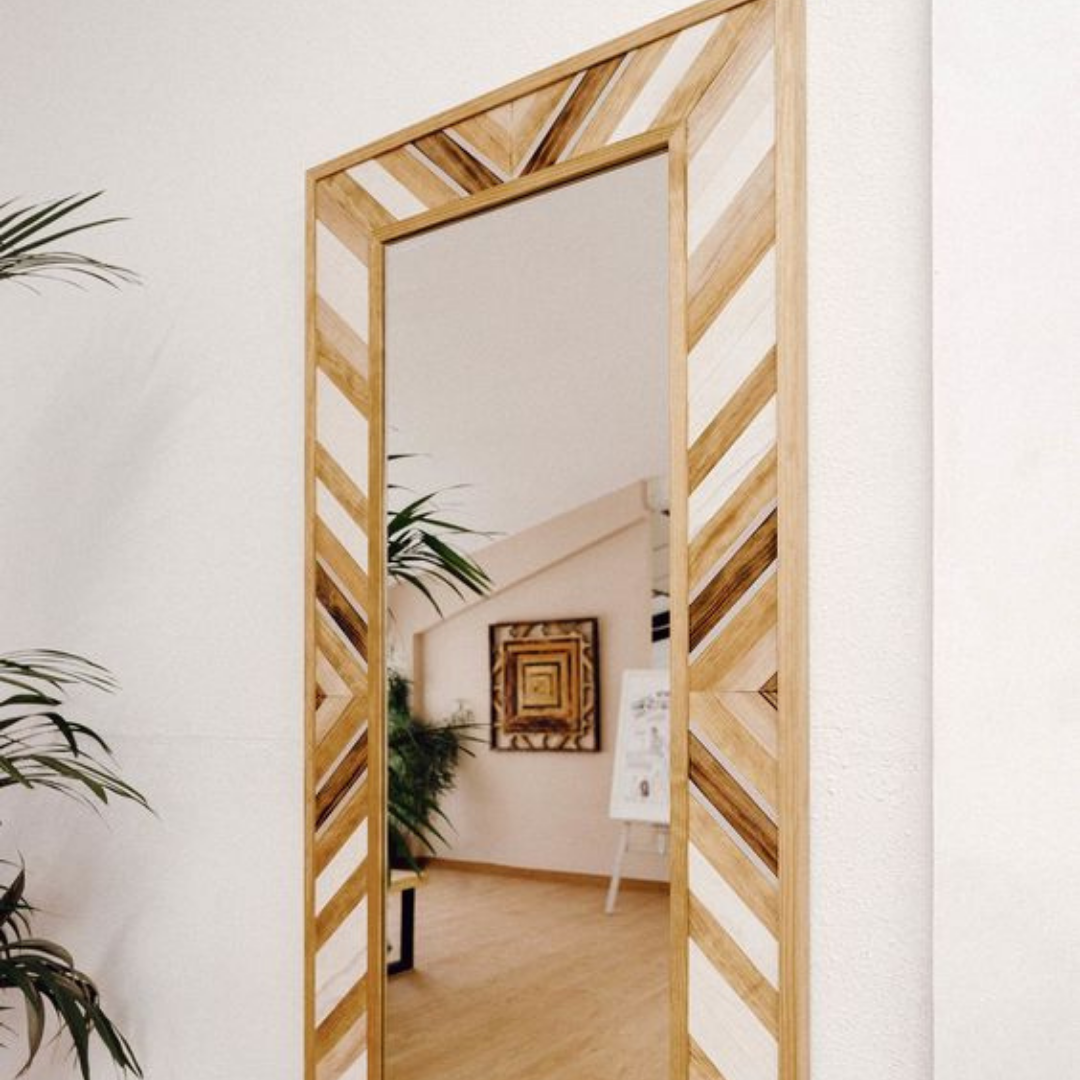 Espejo Gigante de Madera estilo marco etnico para recibidor